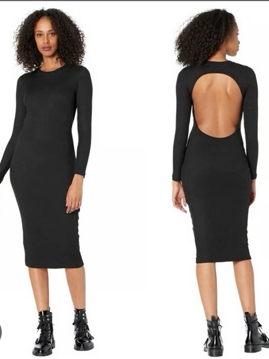 All Saints Dresses & Skirts - AllSaints Black Long-Sleeve Open-Back Midi Dress